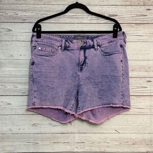 Torrid Purple Acid Wash Denim Shorts Raw Hem Frayed Plus Size 14